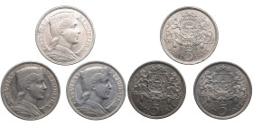 Latvia 5 Lati 1929, 1931, 1932 (3)
Various condition. Sold as seen. no return.