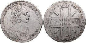 Russia Rouble 1725
28.32g. VF/VF. Similar to Bitkin 964.