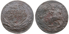 Russia 4 Kopecks 1762
18.85g. VF/VF. Overstike. Rare!