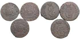 Russia, Siberia Denga 1767 KM, 1768 KM, 1769 KM (3)
Various condition. Bitkin 1171 R, 1173, 1175.