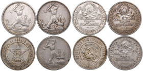 Russia, USSR 50 Kopecks 1921 &1 Poltinnik 1924, 1925 (4)
Various condition.
