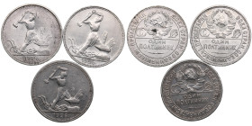 Russia, USSR 1 Poltinnik 1924 TP, 1925, 1926 (3)
Various condition.