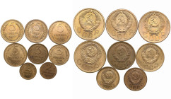 Group of coins: Russia, USSR Kopecks (8)
5 kopecks 1953 (2), 1955, 1956; 3 kopecks 1943, 1946; 2 kopecks 1956, 1957. Very interesting group of coins i...