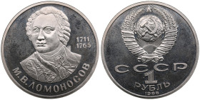 Russia USSR 1 Rouble 1986 - Mikhail Lomonosov
12.58g. PROOF. Y# 202.1.