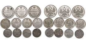 Small lot of coins: Russia Silver Kopecks (11)
Various condition. Mostly attractive specimens.