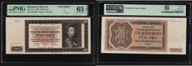 Bohemia & Moravia 500 Korun 1942 - SPECIMEN - PMG 65 EPQ Gem Uncirculated
Pick 11s. 