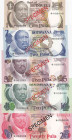 Botswana 1-20 Pula 1976 (5) specimens
UNC. Pick CS1.