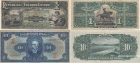Brazil 1 & 10 Mil Reis 1891 & 1925 (2)
F/VF. Pick 3a,39c.