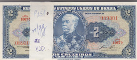 Brazil 2 Cruzeiros 1954-58 (100) Sequential Serial #
UNC. Pick 151b.