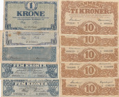 Denmark 1,5,10 kroner 1918-44 (10)
Various condition. Sold as seen, no return.