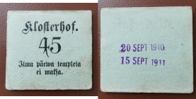 Estonia, Russia - Klosterhof (Kloostri) Mansion 45, local note
Karu TK 38. Äärmiselt haruldane!