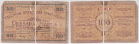 Estonia 100 Marka 1919 Tallinna Arvekoja
VG. Sold as seen, no return. Pick A3a. Extremely rare!