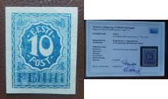 Estonia stamp proof 10 Penni - cert. T. Löbbering
Estonia proof 10p. G:35 cert. T. Lobbering. Sold as seen, no return.