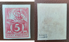 Estonia stamp 5 Marka Sepp - imperf. - sign. K. Kokk B:1+D:1
5 Marka. imperf. sign.K.Kokk B:1+D:1. Sold as seen, no return.
