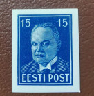 Estonia stamp K.Päts proof stamp 15 senti (blue color)
K.Päts proof stamp 15 senti (blue color). Sold as seen, no return.