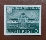 Estonia stamp Pärnu 5 senti 1939 - proof
Estonia proof. Pärnu
5s catalog H/O G:1 Sold as seen, no return.
