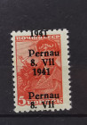 Estonia stamp 5 kop. with Pernau 8. VII 1941 overprint (double print OPT) - sign. Nemvalz. MNH**
Estonia Pernau 2 type OPT 5 kop. 1941
catalog H/O E:1...