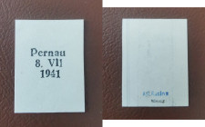 Estonia stamp Pernau 8. VII 1941 - Proof sign. A.O.Rucins, V.Nemvalz
Estonia Pernau Proof 1941
sign. as proof by A.O.Rucins, V.Nemvalz. Proof with two...