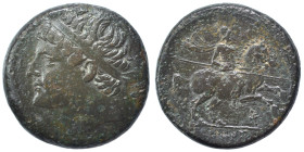 SICILY. Syracuse. Hieron II, 275-215 BC. Ae (bronze, 18.37 g, 26 mm). Diademed head left. Rev. IEPONOΣ Horseman galloping right, holding lance; monogr...