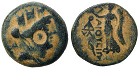 ISLANDS Off CILICIA. Elaioussa Sebaste. 1st century BC. Ae (bronze, 12.89 g, 25 mm). Turreted and veiled bust of Tyche right; A behind. Rev. Nike stan...