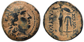 SELEUKID KINGS of SYRIA. Seleukos I Nikator. Ae (bronze, 7.81 g, 21 mm), Antioch on the Orontes. Laureate head of Apollo right. Rev. Athena Promachos ...