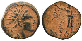 SELEUKID KINGS of SYRIA. Antiochos IV Epiphanes, 175-164 BC. Ae (bronze, 7.74 g, 19 mm), quasi-municipal issue, Antiochia on the Orontes. Radiate and ...