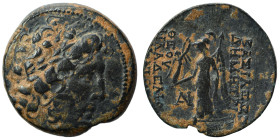 SELEUKID KINGS of SYRIA. Demetrios II Nikator, first reign, 146-138 BC. Ae (bronze, 10.92 g, 24 mm), uncertain mint 94. Laureate head of Zeus to right...