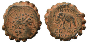 SELEUKID KINGS of SYRIA. Antiochos VI Dionysos, 144-142 BC. Ae Serrate (bronze, 7.42 g, 20 mm), Antioch on the Orontes. Radiate and diademed head righ...