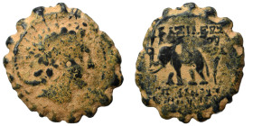 SELEUKID KINGS of SYRIA. Antiochos VI Dionysos, 144-142 BC. Ae Serrate (bronze, 7.43 g, 22 mm), Antioch on the Orontes. Radiate and diademed head righ...