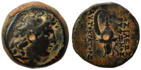 SELEUKID KINGS of SYRIA. Tryphon, 142-138 BC. Ae (bronze, 5.41 g, 17 mm), Antioch. Diademed head of Tryphon to right. Rev. ΒΑΣΙΛΕΩΣ ΤΡΥΦΟΝΟΣ ΑΥΤΟΚΡΑΤΟ...