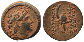 SELEUKID KINGS of SYRIA. Tryphon, 142-138 BC. Ae (bronze, 4.79 g, 17 mm), Antioch. Diademed head of Tryphon to right. Rev. ΒΑΣΙΛΕΩΣ ΤΡΥΦΟΝΟΣ ΑΥΤΟΚΡΑΤΟ...