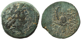 SELEUKID KINGS of SYRIA. Tryphon, 142-138 BC. Ae (bronze, 6.12 g, 18 mm), Antioch. Diademed head of Tryphon to right. Rev. ΒΑΣΙΛΕΩΣ ΤΡΥΦΟΝΟΣ ΑΥΤΟΚΡΑΤΟ...