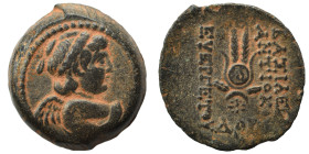 SELEUKID KINGS of SYRIA. Antiochos VII Euergetes (Sidetes), 138-129 BC. Ae (bronze, 6.15 g, 19 mm). Winged bust of Eros to right. Rev. ΒΑΣΙΛΕΩΣ ΑΝΤΙΟΧ...