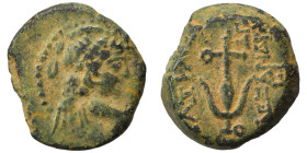SELEUKID KINGS of SYRIA. Alexander II Zabinas, 128-122 BC. (bronze, 3.03 g, 14 mm), Antioch on the Orontes, 129/8 BC. Winged bust of Eros to right. Re...