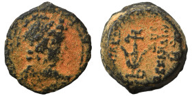 SELEUKID KINGS of SYRIA. Alexander II Zabinas, 128-122 BC. (bronze, 3.17 g, 14 mm), Antioch on the Orontes, 129/8 BC. Winged bust of Eros to right. Re...
