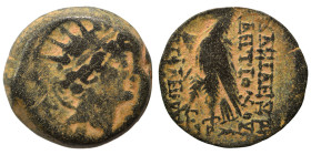 SELEUKID KINGS of SYRIA. Antiochos VIII Epiphanes (Grypos), 121/0-97/6 BC. Ae (bronze, 6.14 g, 19 mm), Antioch on the Orontes. Diademed and radiate he...
