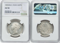 British India. Victoria 5-Piece Lot of Certified Rupees 1840-(b & c) AU58 NGC, Bombay & Calcutta mint, KM458.2, S&W-3.33. 28 Berries, W.W. raised, lar...