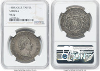 Sardinia. Carlo Felice 5 Lire 1826 (Eagle)-L VF30 NGC, Torino mint, KM116.1. HID09801242017 © 2023 Heritage Auctions | All Rights Reserved