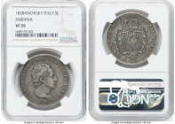 Sardinia. Carlo Felice 5 Lire 1828 (Anchor)-P VF35 NGC, Genoa mint, KM116.2. HID09801242017 © 2023 Heritage Auctions | All Rights Reserved