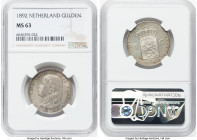 Wilhelmina Gulden 1892 MS63 NGC, Utrecht mint, KM117. HID09801242017 © 2023 Heritage Auctions | All Rights Reserved