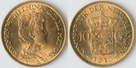 Wilhelmina gold 10 Gulden 1913 UNC, Utrecht mint, KM149. 22.3mm. 6.73gm. HID09801242017 © 2023 Heritage Auctions | All Rights Reserved