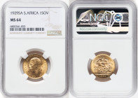 George V gold Sovereign 1929-SA MS64 NGC, Pretoria mint, KM-A22, S-4005. HID09801242017 © 2023 Heritage Auctions | All Rights Reserved