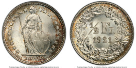 Confederation 1/2 Franc 1921-B MS67 PCGS, Bern mint, KM23, HMZ-2-1206y. HID09801242017 © 2023 Heritage Auctions | All Rights Reserved