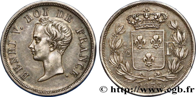 HENRY V COUNT OF CHAMBORD
Type : 1/2 franc, buste juvénile 
Date : 1833 
Metal :...