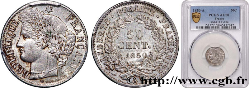 II REPUBLIC
Type : 50 centimes Cérès, IIe République 
Date : 1850 
Mint name / T...