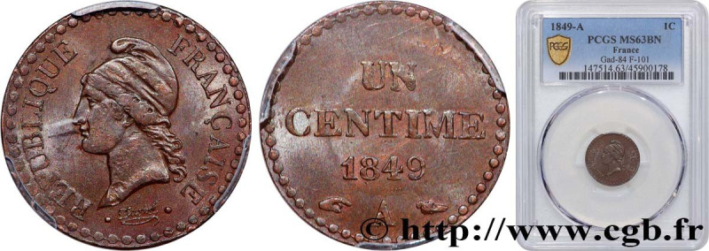 II REPUBLIC
Type : Un centime Dupré, IIe République 
Date : 1849 
Mint name / To...