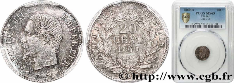 SECOND EMPIRE
Type : 20 centimes Napoléon III, tête nue 
Date : 1860 
Mint name ...