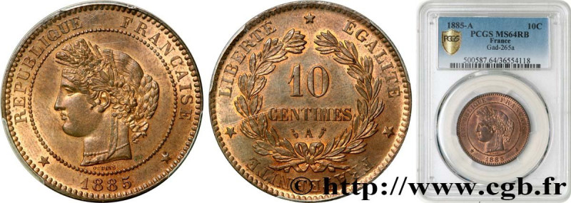 III REPUBLIC
Type : 10 centimes Cérès 
Date : 1885 
Mint name / Town : Paris 
Qu...