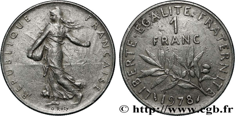 V REPUBLIC
Type : 1 franc Semeuse, nickel, frappe médaille 
Date : 1978 
Mint na...