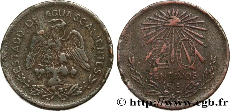 MEXICO
Type : 20 Centavos 
Date : 1915 
Quantity minted : - 
Metal : copper 
Dia...